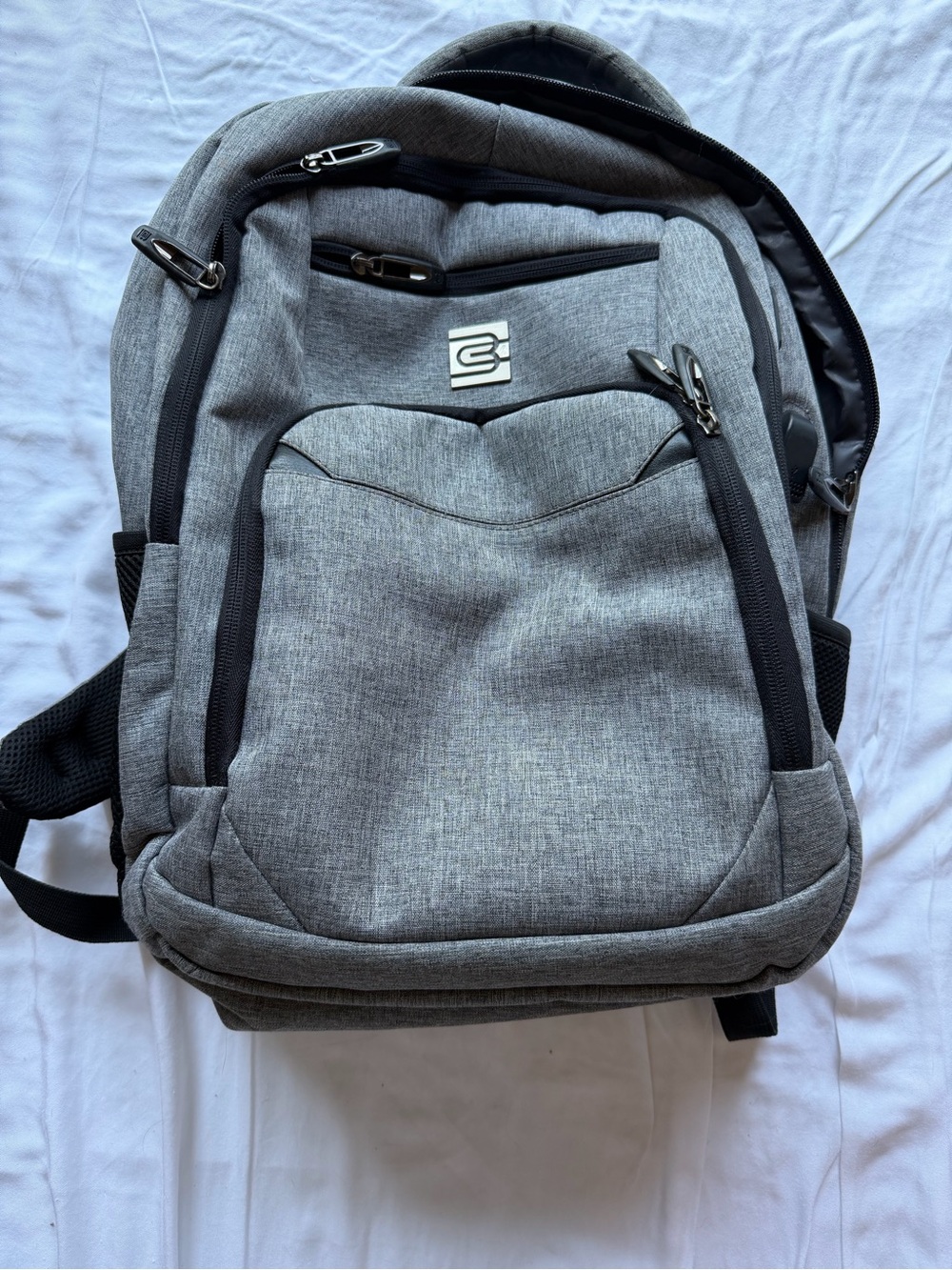 Grey Everyday Laptop Backpack with Front Organizer